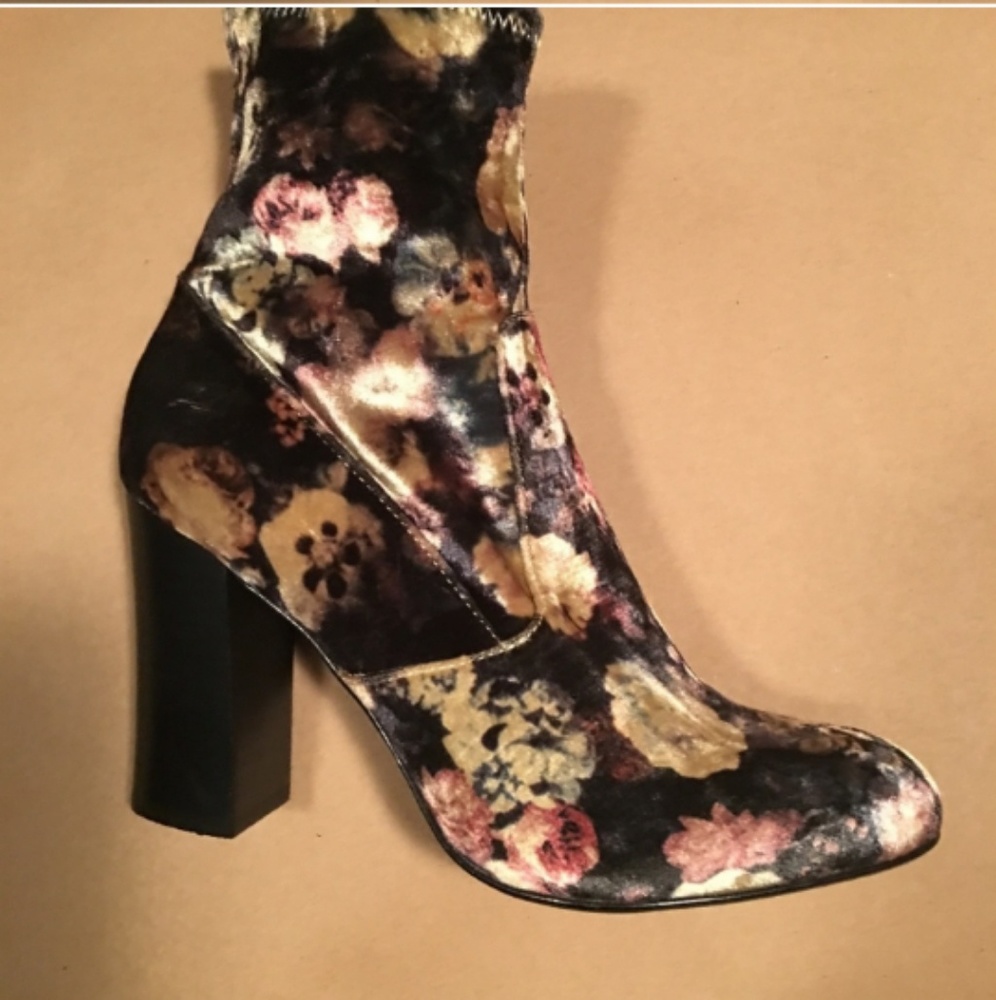 NEW floral velvet sock boots